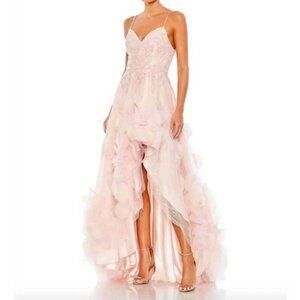 MAC DUGGAL 11293 Embellished Floral High Low Sleeveless Gown petal pink Size 12